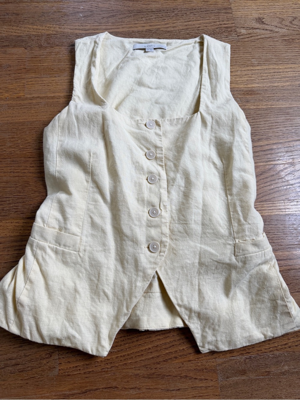 LOFT Yellow Linen Blend Vest Top XSP